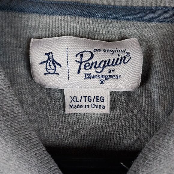 Original Penguin by Munsingwear Men’s Gray Long‑Sleeve Polo, Size XL – Classic F - Picture 3 of 6
